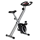 Ultrasport F-Bike, Vélo entraînement, Ordinateur entraînement LCD pour vélo fitness, Vélo exercice pliable, Max Poids utilisateur 110 kg, mesure pouls, 8 niveaux résistance, roue réglage, Argent/Noir