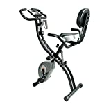 Vélo d'appartement pliable ATIVAFIT Vélo d'entraînement avec écran ACL à capteur de pouls manuel, siège confortable et poignées