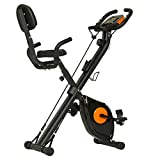 ephex Vélo d'appartement - Vélo de fitness magnétique pliable avec 8 niveaux de résistance - Masse d'inertie de 2,5 kg - Avec cordes de tension et capteurs de pouls à la main.